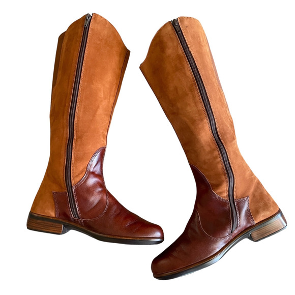 NAOT Shamal Women's Size 38/7.5-8 Brown Leather Tall Riding Side Zip Boots NEW - Picture 4 of 13